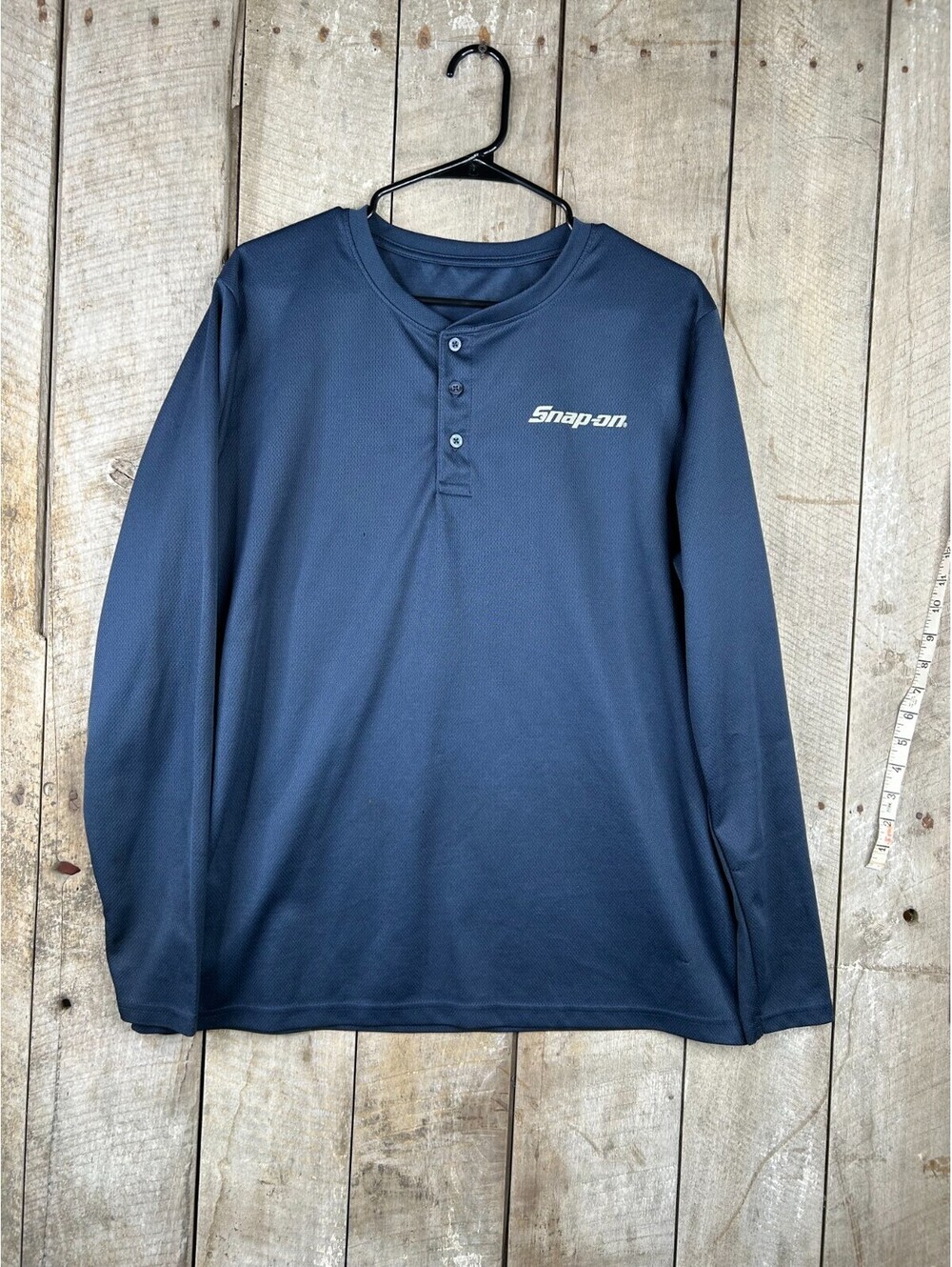 Mens Long Sleeve Snap On Navy Blue Pull Over Shirt SZ XL